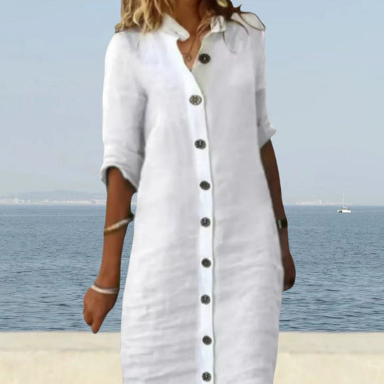 Damen Hemdblusenkleid mit Knopfverschluss und einem lässigen Schnitt R&B