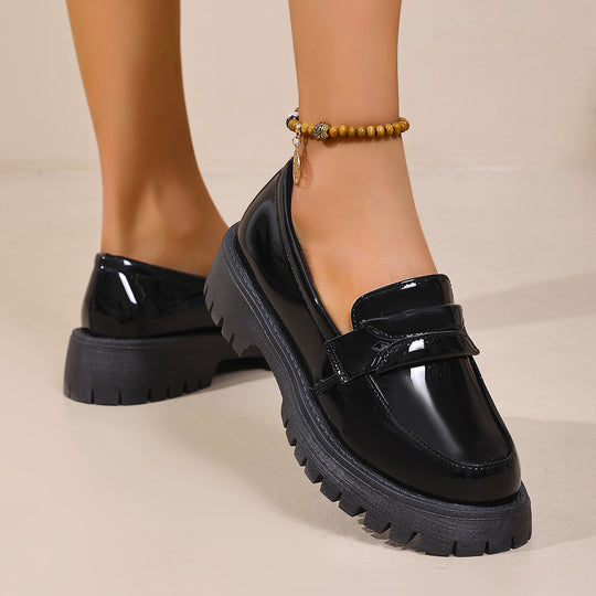 Damen Modische Leder-Mokassins mit rutschfester Profilsohle R&B