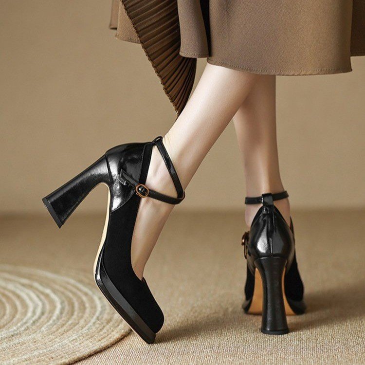 Damen Elegante Mary Jane Pumps mit Luxuriösem Blockabsatz R&B