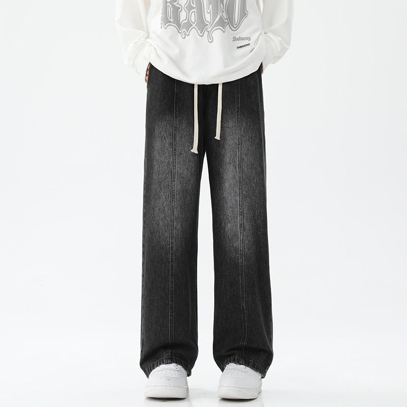 Damen weite Denim-Hose mit verstellbarem Bund und modernem Schnitt R&B