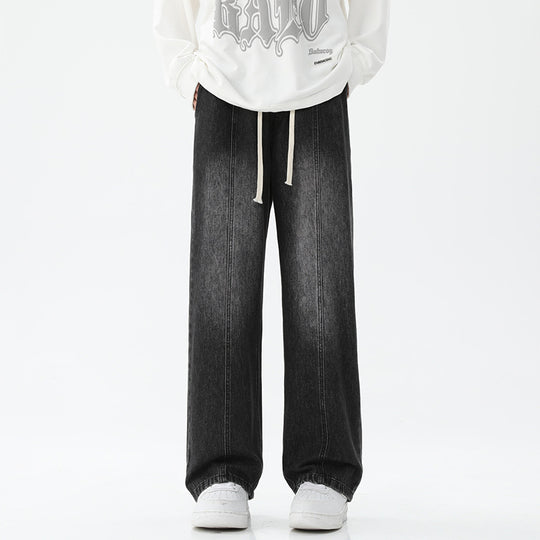 Damen weite Denim-Hose mit verstellbarem Bund und modernem Schnitt R&B