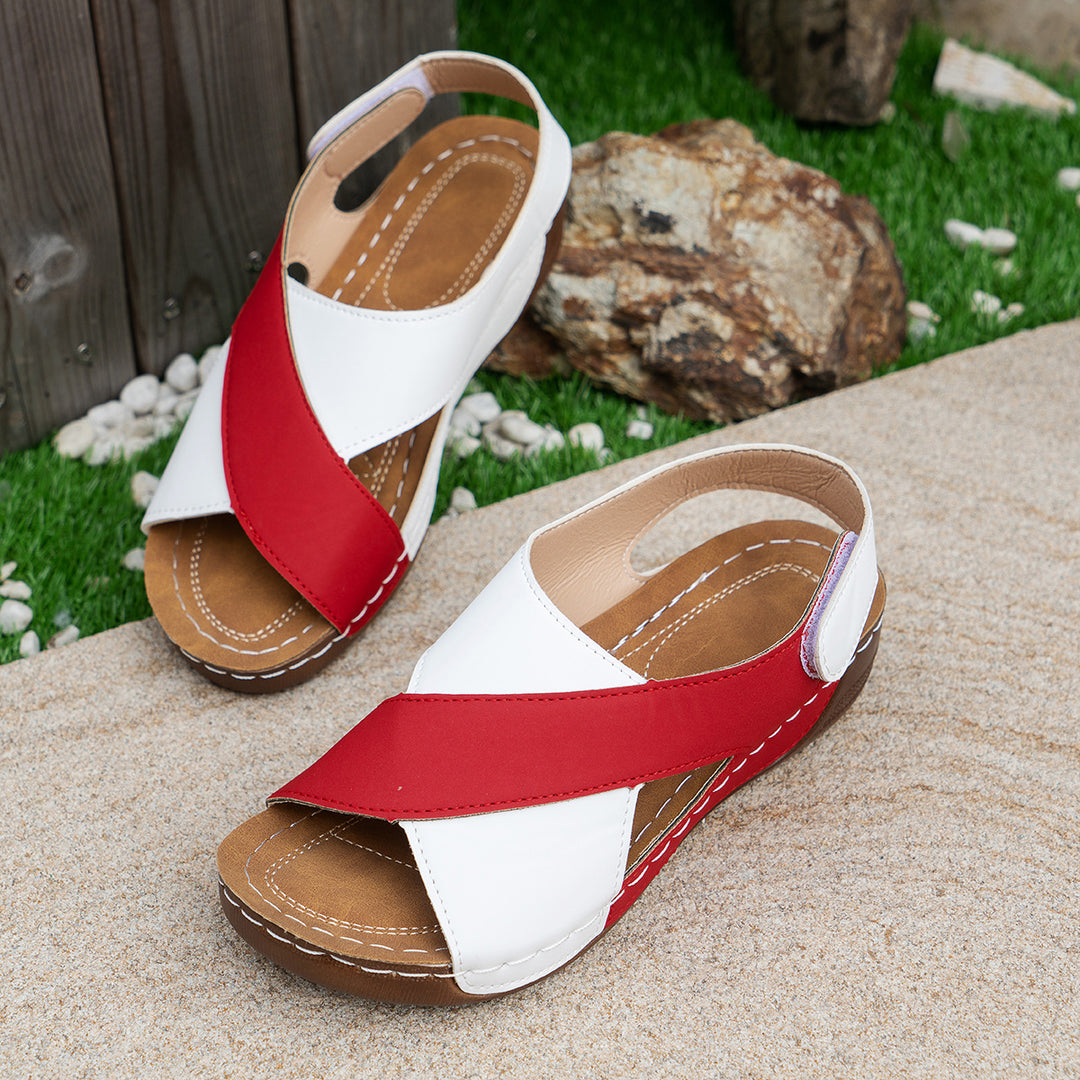 Damen offene Riemensandalen mit modischem Cross-Design R&B
