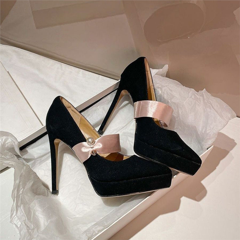 Damen elegante Stiletto-Pumps mit dekorativem Schleifenakzent R&B