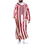 Damen nan langes Kapuzen-Hemdkleid mit frontalem Reißverschluss und senkrechtem Streifenmuster R&B
