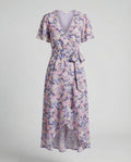 Damen Blumenkleid Midi mit Gürtel