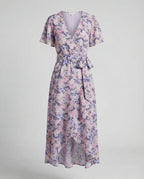 Damen Blumenkleid Midi mit Gürtel
