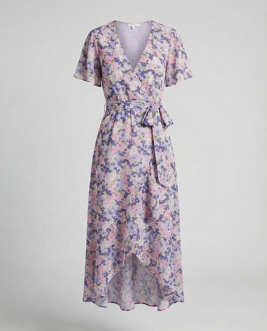 Damen Blumenkleid Midi mit Gürtel