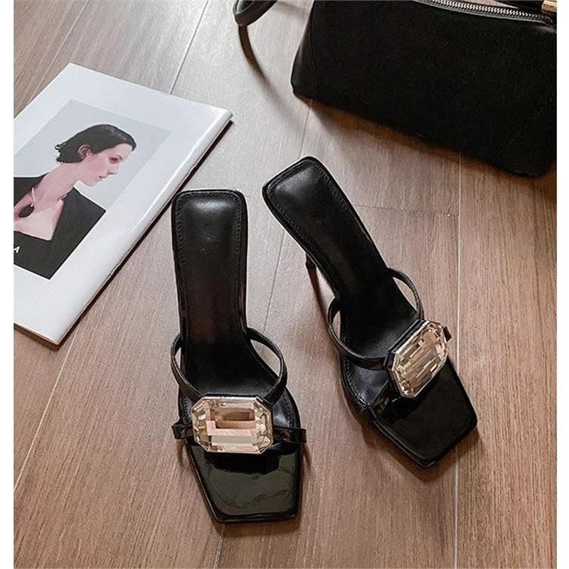 Damen elegante High Heel Sandalen mit glitzernder Schmuckverzierung R&B