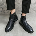 Damen elegante Schnürstiefeletten mit modischem Krokodilmuster R&B