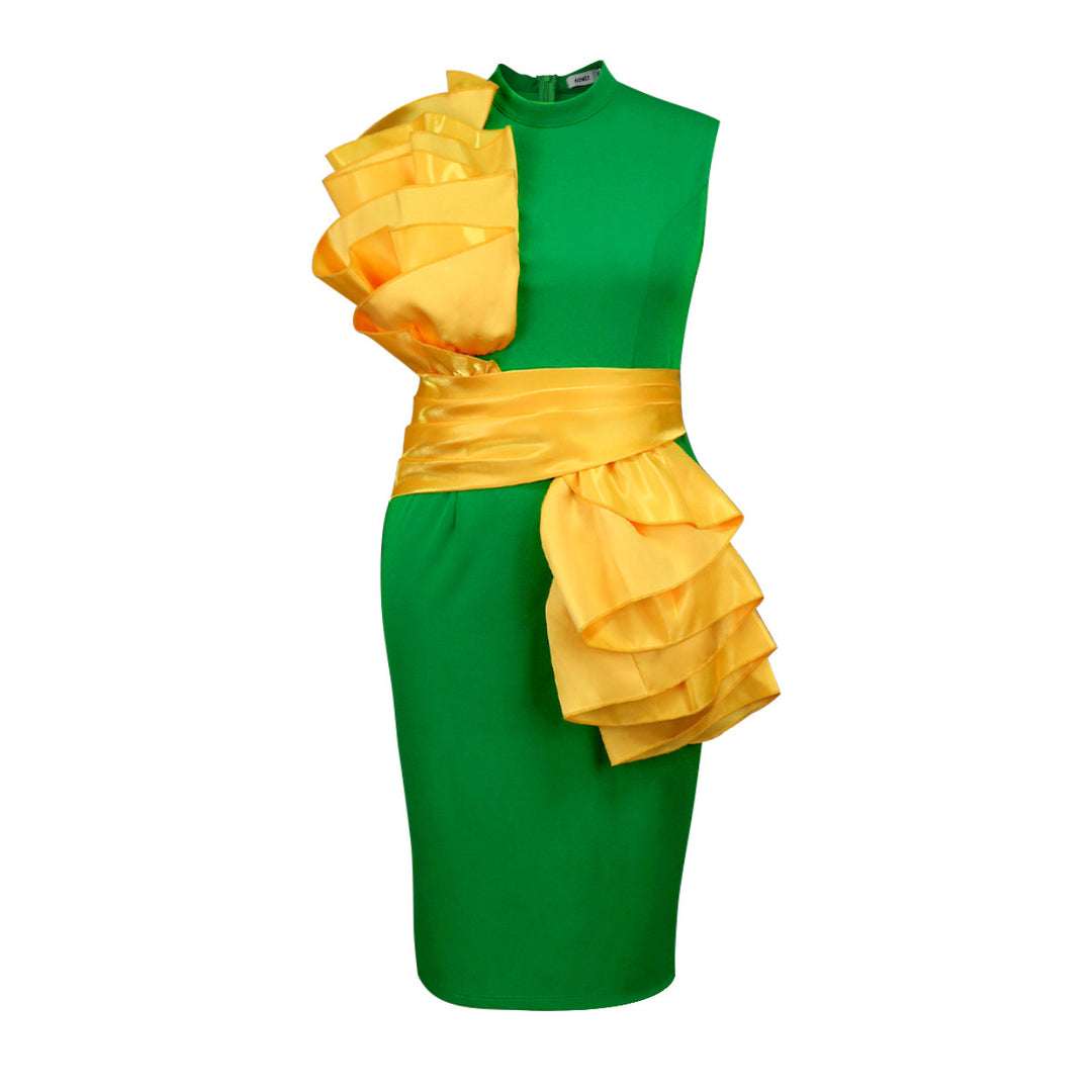 Damen elegantes Kleid mit extravaganten Rüschenelementen R&B