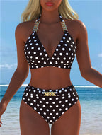 Damen Bikini mit luxuriösem Marmormuster und edlen Details R&B