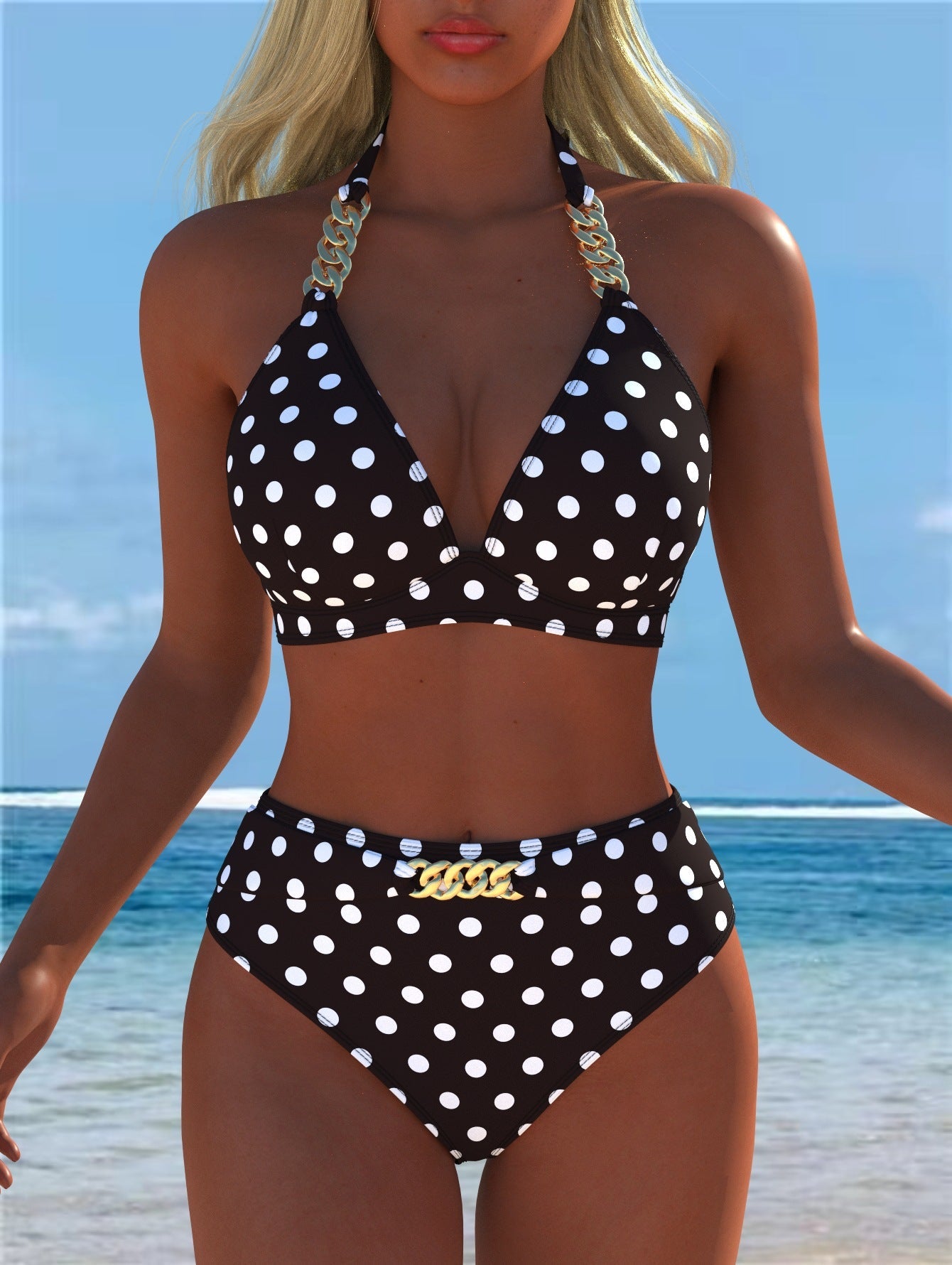 Damen Bikini mit luxuriösem Marmormuster und edlen Details R&B