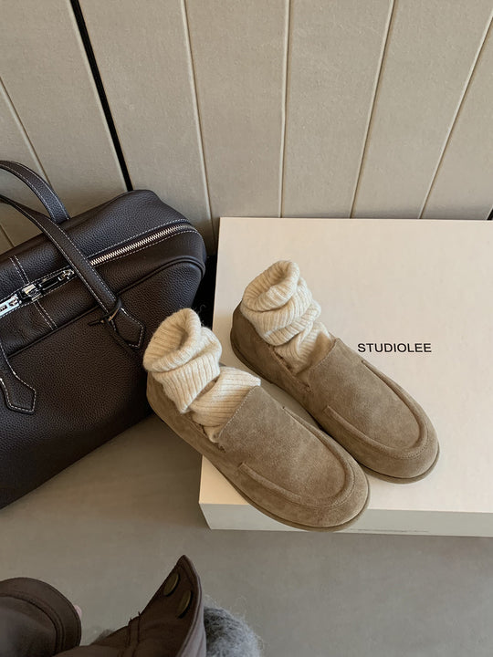 Damen Mokassins mit wärmendem Innenfutter und elegantem Wildleder-Design R&B