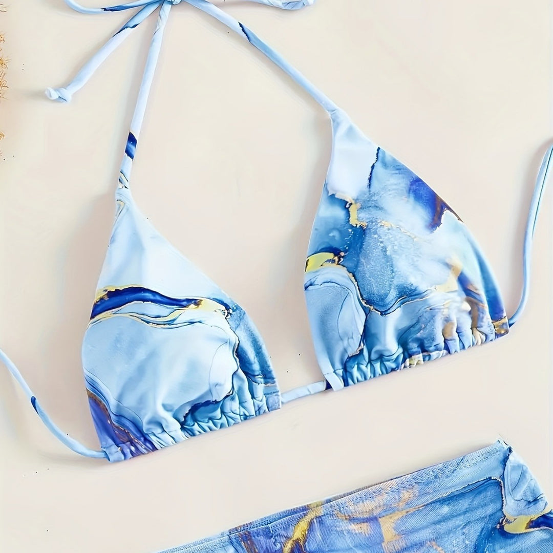 Damen Triangel-Bikini mit modischem Wickelrock R&B