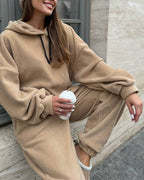 R&B | Crew Polar Fleece Kapuzenpullover und Jogginghose Zweiteiliges Satz