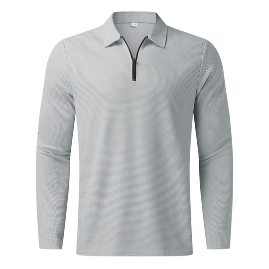 Herren Langarm Polo-Shirt mit modernem Reißverschluss und atmungsaktiver Struktur R&B