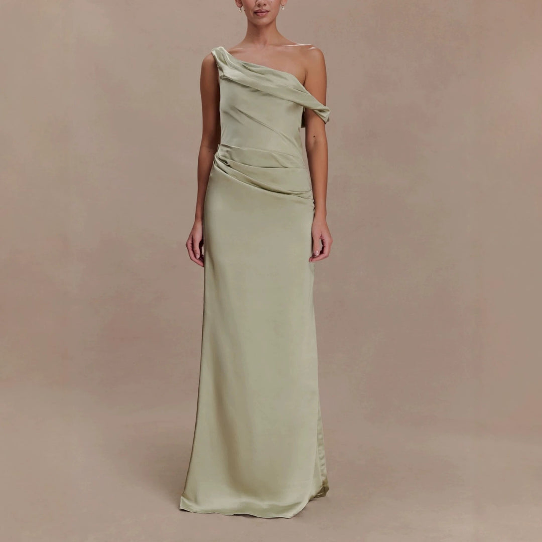 Damen Elegantes asymmetrisches Maxikleid mit raffinierter Drapierung R&B