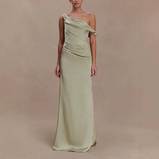 Damen Elegantes asymmetrisches Maxikleid mit raffinierter Drapierung R&B