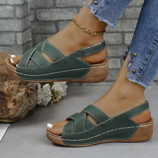 Damen Komfortable Keilabsatz-Sandalen mit geflochtenem Riemendesign R&B