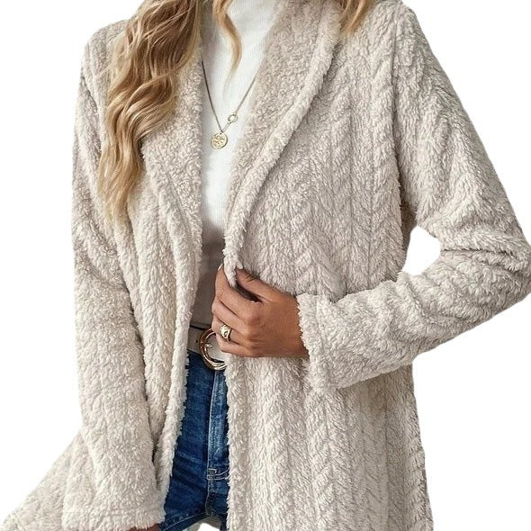 Damen Elegante und lässige Plüsch-Jacke mit strukturiertem Design R&B