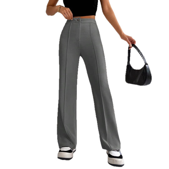 Damen Elegante High-Waist Hose mit seitlichen Nähten und schmalem Schnitt R&B