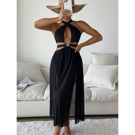 Damen Strandkleid mit raffiniertem Wickel-Design und eleganten Cut-Outs R&B