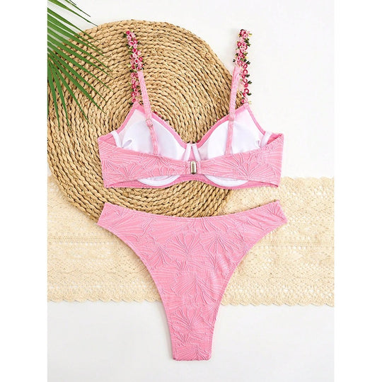 Damen Bikini-Set mit floralen Akzentstickereien R&B