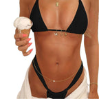 Damen Triangel-Bikini mit elegantem Knoten und hohem Beinausschnitt R&B