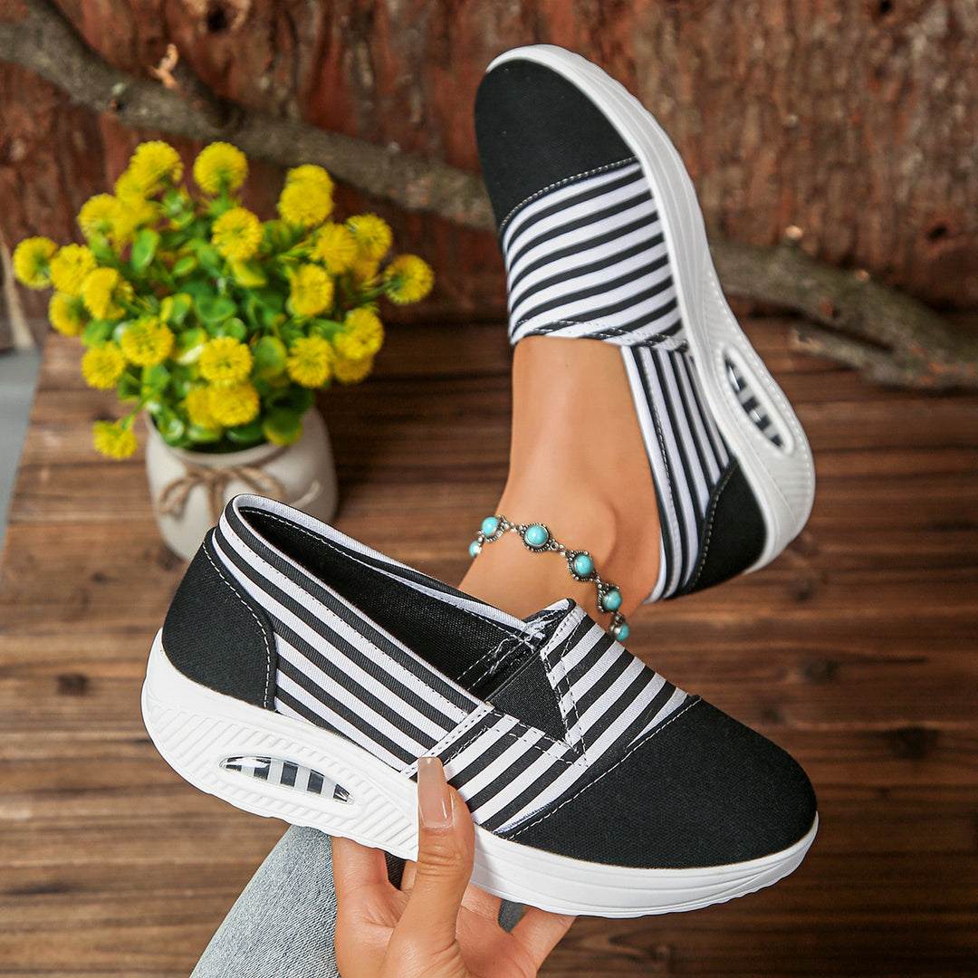 Damen Komfortable Freizeit-Sneaker mit modischem Streifenmuster R&B