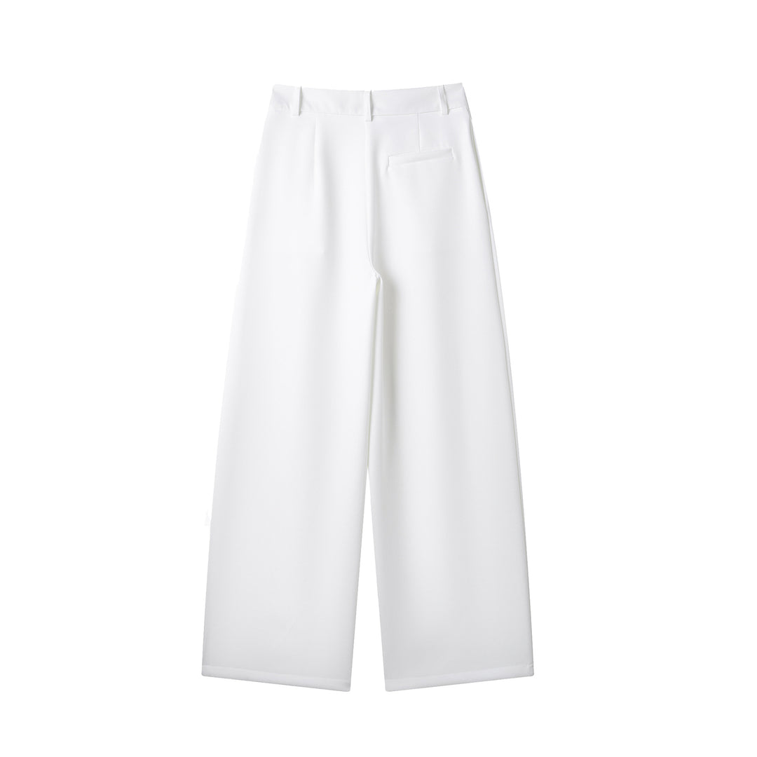 Damen weit geschnittene High-Waist-Stoffhose R&B