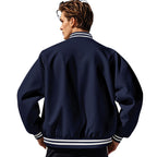 Herren nan schlanke Collegejacke im Collegestil mit Druckknopfleiste und kontrastierenden Rippbündchen R&B