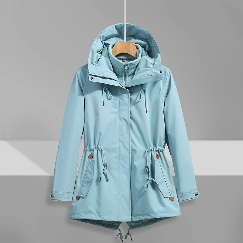 Damen wasserfeste Übergangsjacke mit verstellbarem Kapuzensystem und praktischen Taschen R&B