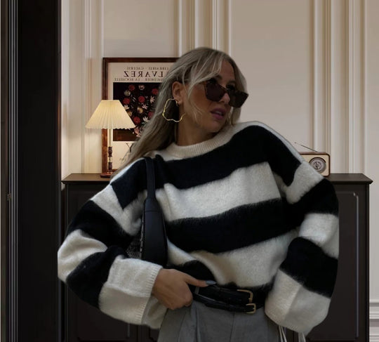 Damen Grobstrick Pullover mit lässiger Passform und oversized Schnitt R&B