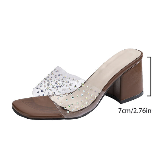 Damen Sandalen mit transparentem Riemchen und funkelnden Strass-Akzenten R&B