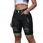 Damen Jeansshorts mit kreativen Cut-Outs und trendiger Waschung R&B