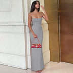 Damen Figurbetontes Langkleid mit schmalen Spaghetti-Trägern R&B