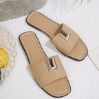 Damen Komfortable Slides mit modischem Riemen und eleganter Schnallenverzierung R&B