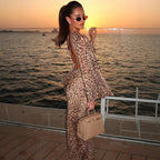 Damen Maxi-Kleid mit tiefem Rückenausschnitt und faszinierendem Animal-Print R&B