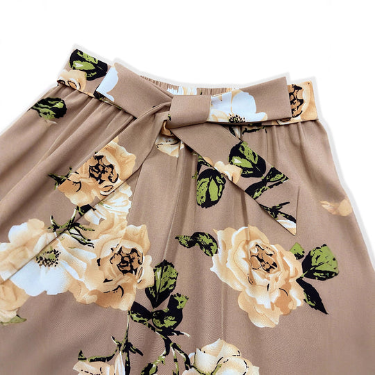 Damen Maxi-Rock mit floralem Muster und taillierter Schleife R&B