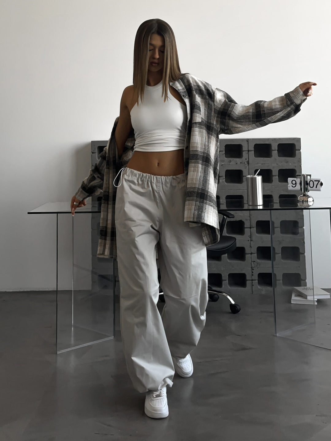 Damen Weite Chino-Hosen mit elastischem Bund und seitlichen Taschen R&B