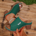 Damen Komfortable Open-Toe Pantoletten mit Holz-Optik R&B