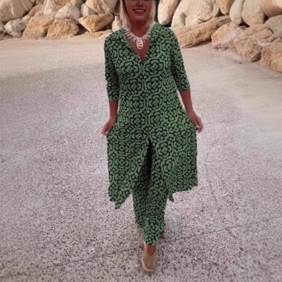 Damen Maxikleid mit raffiniertem Muster und asymmetrischem Saum R&B