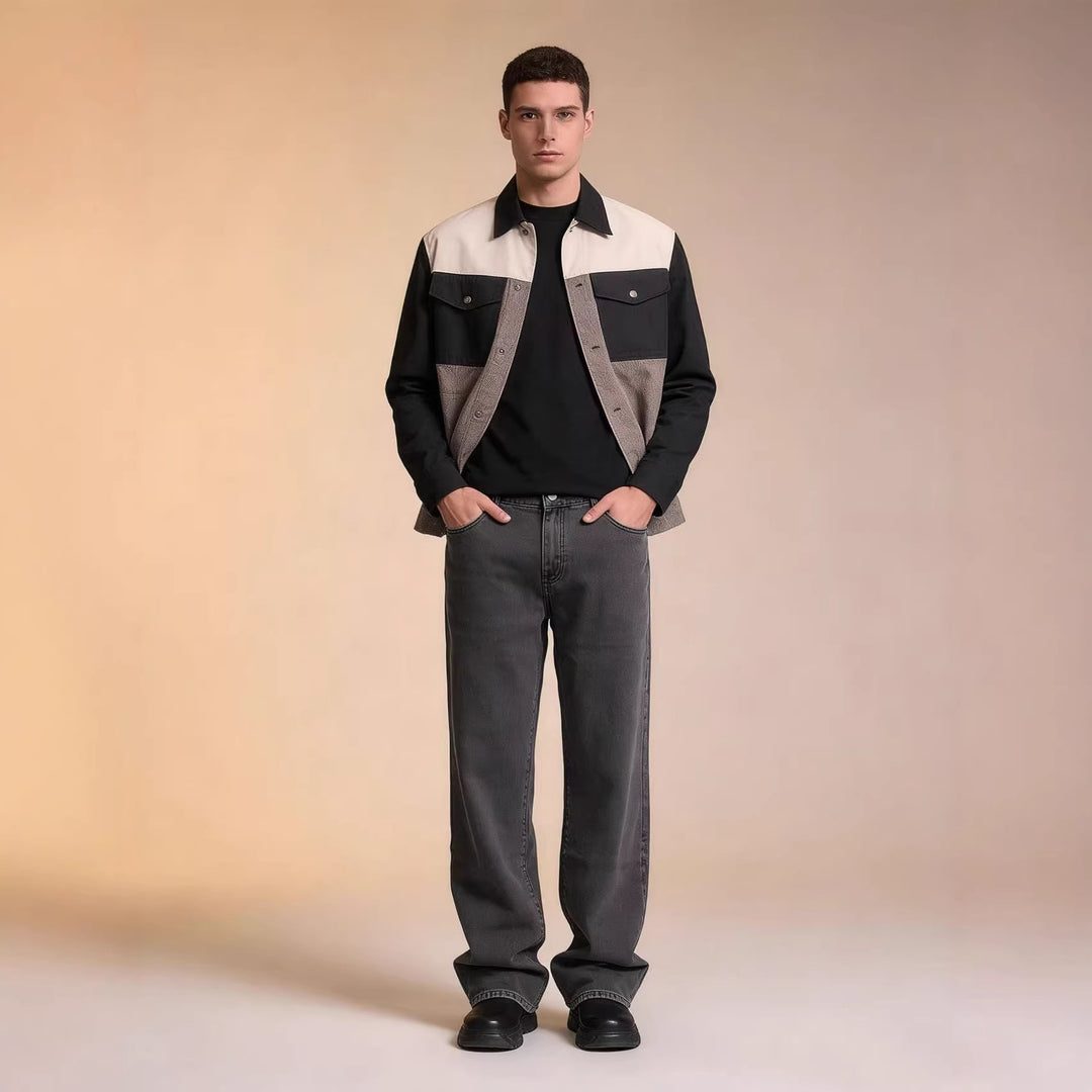 Herren Weite Chino-Hose mit hoher Taille