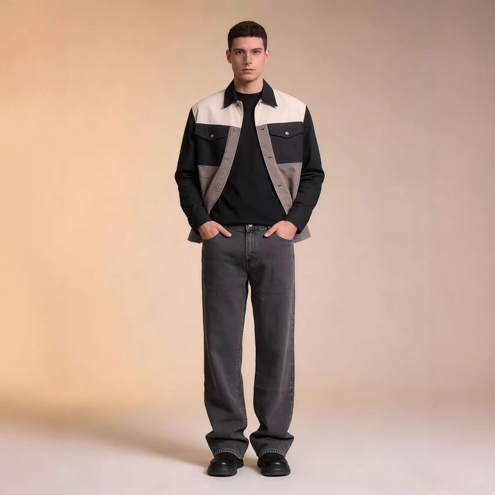 Herren Weite Chino-Hose mit hoher Taille