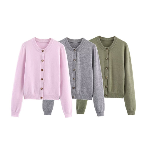 Damen elegante Strickjacke mit Knöpfen R&B
