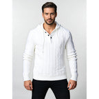 Herren stylischer Strickpullover mit Kapuze und Knopfdetails R&B
