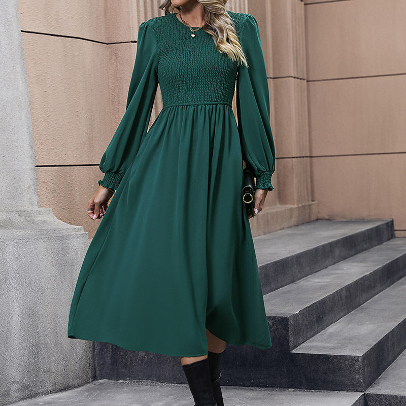 Damen Midi-Kleid mit elegantem Halblangen Schnitt und Raffungsdetails R&B