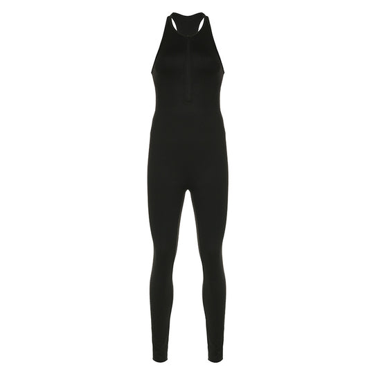 Damen Sportlicher einteiliger Bodysuit mit hohem Kragen und Reißverschluss R&B