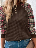 Damen modischer Sweatshirt mit originellem Karomuster und strukturiertem Oberteil R&B