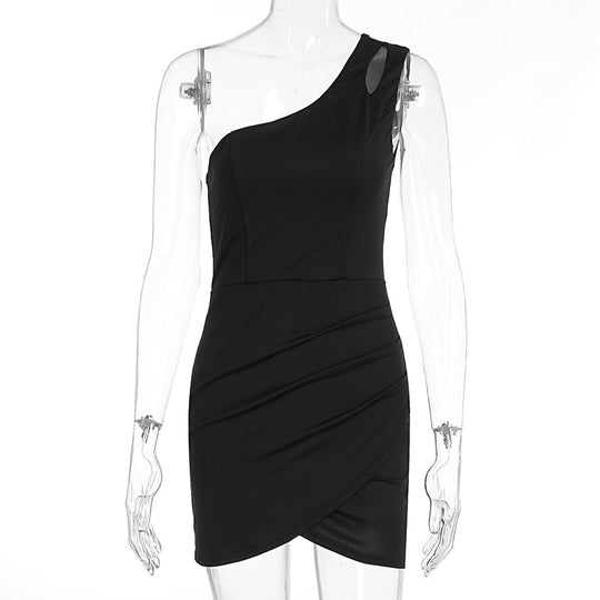 Damen Einseitig Schulterfreies Minikleid mit Raffung und Figurformendem Schnitt R&B